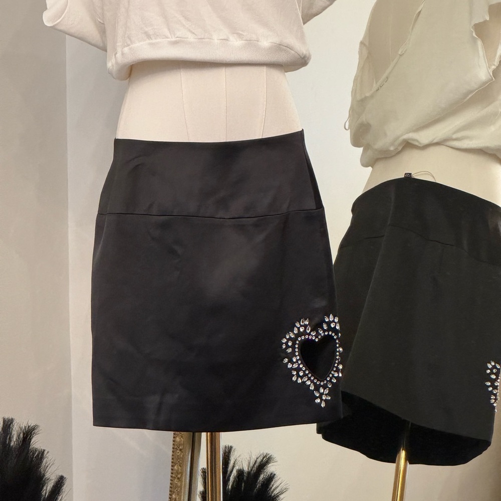 For Love And Lemons Black Skirt with Heart Details - Picture 4 of 4